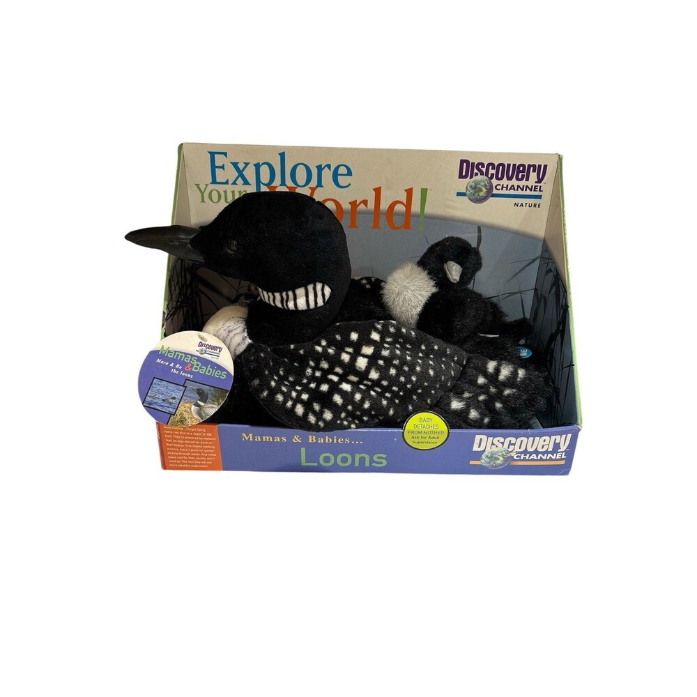 Vintage Discovery Channel Bird Loon Mom Baby Chick Plush W/Box New No Sound